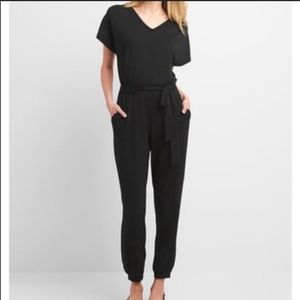 Gap Jumpsuit Softspun True Black short sleeve v neck
